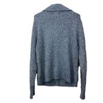 LL Bean Blue Gray Cable Marled Collar Button Wool Blend Cardigan Sweater MEDIUM Photo 4