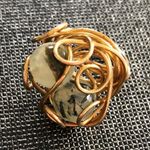 2 Glass Beads wrapped in gold tone wire Ring Photo 1