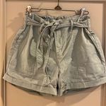 Vanilla Star Jeans VANILLA STAR Sage Green Cotton Stretch Cuffed Shorts Size 7 28 Belt Pockets Photo 0