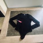 PUMIEY Women's Square Neck Long Sleeve Bodysuit Sexy Body Suit Tops Smoke Cloud Pro Black Size M Photo 6