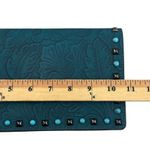 Anna Sui Ann Sui X INC Western Tooled Leather Clutch Teal Turquoise Studded Photo 6