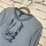 Lauren Ralph Lauren Light Blue Ruffle Long Sleeve Top 1/4 Button S Y2K Crew Photo 6