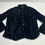 CP Shades  Black Velvet Collared Shirt Womens Long Sleeve Button Front Size Large Photo 0