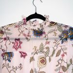 Vince Camuto Light Pink Floral Print Smock High Neck Blouse Photo 2