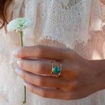 Boutique Large Turquoise Gold Filled Band, Bar Ring,‎ Size 8 Photo 0