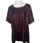 Kyla Seo Velvet Tunic Top Large Wine Plum Crushed Velvet Boho Artsy Shirt Purple Size undefined Photo 8