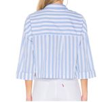 Kule The Keaton Crop Button Down Shirt white & sky blue size small Photo 2