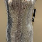 XOXO Silver Sequin Bodycon Small Dress Photo 3