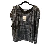 Calvin Klein Women's 3XL Black & Silver Sequin Party Blouse Photo 1
