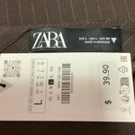 ZARA NEW  Women's Brown Blue Pinstriped Preppy School Girl A-Line Mini Skirt Sz L Photo 3