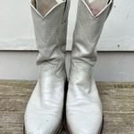 Justin Boots Vintage 90s White Eggshell Pearl Roper Pull On Cowgirl Western 6.5B Photo 2