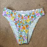 Cupshe  Blue Floral Low Rise Ruffle Trim Swim Bikini Bottom Size S Photo 2