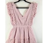House of Harlow 1960 Women Dress Mini V Neck Ruffle Fit Flare A Line Medium Pink Photo 3