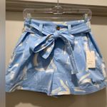 A New Day NWT Blue & White High Rise Front Pleated Belted Paperbag Shorts - 4 Photo 12