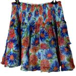 Milly $350 Women's Blue Wyatt Paint Floral Mini Skirt Size 10 Photo 1