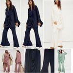 Free People Romy Set in Night Owl Navy Blue Long Sleeves Cowl Neck Size Small Photo 1