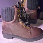 Cougar Brown Leather Combat Boots Size 8 Photo 2