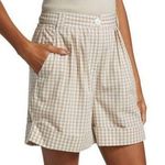NWT By Timo Gingham Pleaded Beige Shorts Size XS Photo 0