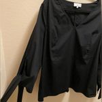 Universal Standard For J. Crew Black V-Neck Poplin Tie Cuff Sleeve Top Size XL Photo 4