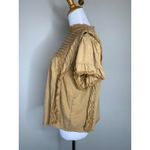 Free People  “Le Femme Tee” Sandstone Short Ruffled Sleeve Blouse Sz Large Photo 4