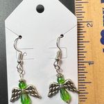 Handmade Angel Emerald Green Beaded Drop Pierced Earrings New Photo 1