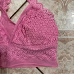 Aerie AE Pink Lace Wireless Bralette Pink Floral Crop Top Sheer Mesh Small Photo 1