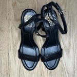 Vince Camuto  Penelopy Black Ankle Strap Emobessed Leather Heels Women’s Size 8 Photo 5