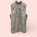 J.Crew Cute leopard print ruffle neck button front semi sheer sleeveless blouse Photo 1