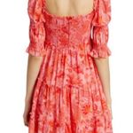 Cinq a Sept Jackie Pink & Red Smocked Floral Mini Dress Size 6 Photo 1