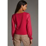 Anthropologie  Womens Structured Long Sleeve Top Blouse XXS Hot Pink Smocked Cuff Photo 1