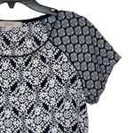Loft Ann Taylor Floral Print Casual Top Colorblock Shortsleeve Crewneck Women XS Black Photo 3