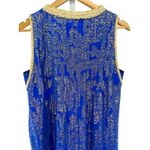 Lilly Pulitzer  Royal Blue Gold Metallic Floral Tanner V-Neck Mini Dress Size S Photo 7