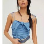 Free People  Blue Swan Song Ruched Cami Tank Top NWOT Womens Small S Photo 8