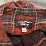 Johnny Was NWOT  Silk Velvet Cotton Plaid Embroidered Floral Shirt Blouse S Photo 7