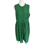 Women's J.CREW Green Eyelet Shirtdress midi Dress Size 12 warm clover green Photo 1