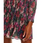 AQUA  Floral Print Long Sleeve Mini Dress V-Neck‎ Ruched Party Cocktail Photo 3