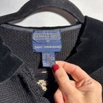 Herman Geist VTG Black Floral Embroidered Cardigan Sweater Dark Cottage Peter Pan Collar M Photo 2