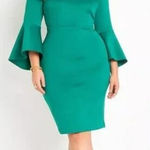 Eloquii NEW‎  green scuba dress flare sleeves, size 22 Photo 0