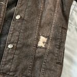 Womens Black Jean Jacket with Faux Fur lining Brown Size XL Photo 5