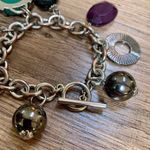 Chunky Vintage Costume Jewelry Silver Plate Lucite Faux Jade Charm NICE Photo 3