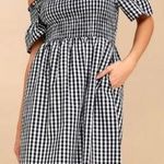 Lulus Gingham Off-Shoulder Dress Photo 0