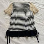 Axes Femme Navy and white striped lace detail top with ribbon ruched tie details Size M Photo 3