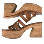 Sam Edelman Women's Gigi Cognac Leather Cork Platform Retro Heels 8.5 Photo 3