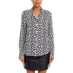 Rails Kathryn Button Up Shirt LN Black / White Heart Print Collared L/S Small Photo 2