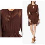 Revolve NWT Bailey 44 Candace Dress Size 0 Brown Polka Dot Puff Sleeve Chiffon  Photo 1