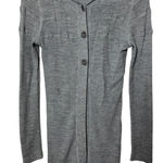 Title Nine 100% Wool Knit 3 Button Front Hooded Cardigan Sweater Loose Knit Gray Photo 0