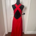 Commense Womens Cowl Neck Satin Long Dress Cross Backless Red Size Large NWT Photo 7
