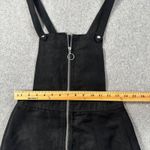 H&M Divided Black Faux Suede Zip Up Overall Mini Dress Size 4 Adjustable Strap Photo 3