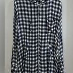 Thread Story Plaid Full Zip Hooded Long Sleeve Shirt Womens Size M Blue White Size M Photo 6