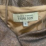 TERI JON BRONZE METALLIC JACQUARD PORTRAIT OFF SHOULDER GOWN 12 Brown Photo 4